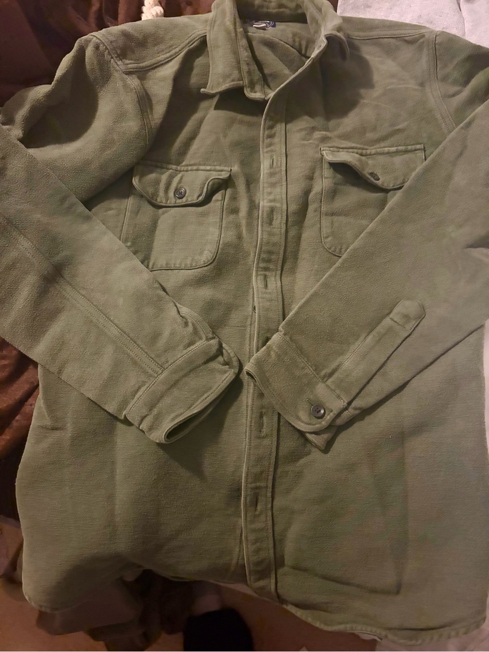 J. Crew Olive Utility Button-Front Shirt Jacket